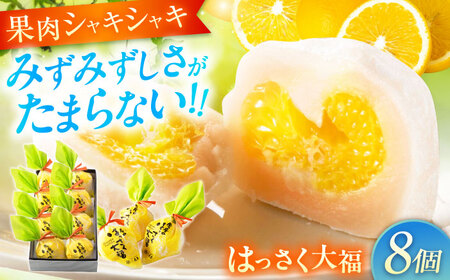 お菓子 はっさく大福8個入　 お菓子 大福 八朔 柑橘 みかん オレンジ 餅 ギフト お取り寄せ スイーツ フルーツ大福 ご当地 菓子 おかし デザート 食品 人気 おすすめ 広島県福山市/株式会社虎屋本舗[BADH021]