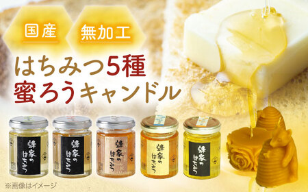 国産はちみつ5種と蜜ろうキャンドルセット[APCB004] 蜂蜜