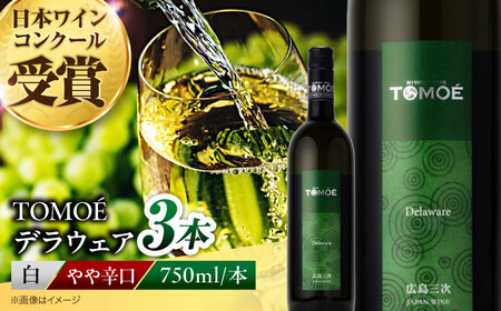 ワイン TOMOE デラウェア 白 やや辛口 750ml×3本 受賞 [APAZ090] 白ワイン