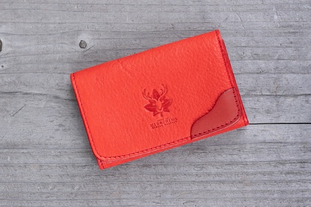 広島ジビエレザー 東広島産天然鹿革 本革名刺入れ カード入れにもおすすめ [03レッド]