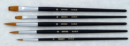 熊野筆 水彩5本セット(セーブル)[筆 絵筆 水彩画 画材 作品用 練習用 熊野筆 伝統工芸 職人技 手作り 高級筆 セット ギフト 贈り物] 16-13