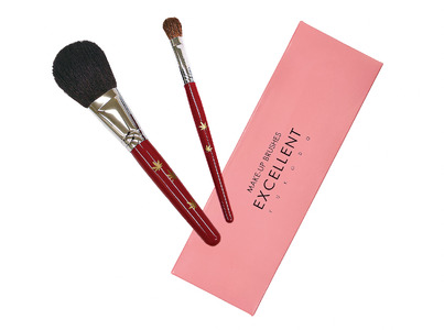 熊野化粧筆 2本セット Cタイプ[メイクブラシ 化粧筆 フェイスブラシ チークブラシ アイシャドウブラシ 熊野筆 伝統工芸 職人技 高級筆 セット ギフト 贈り物] 25-2