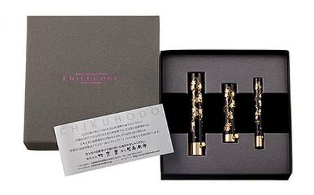 熊野化粧筆 携帯蒔絵3本セット(BR-8)[メイクブラシ 化粧筆 フェイスブラシ チークブラシ アイシャドウブラシ 携帯用 蒔絵 熊野筆 伝統工芸 職人技 高級筆 セット ギフト 贈り物] 26-40