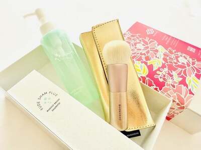 熊野化粧筆 ファンデブラシ(ケース付)&筆シャンセット ブロンズ[メイクブラシ 化粧筆 ファンデーションブラシ ベースメイク 仕上げ 熊野筆 伝統工芸 職人技 高級筆 セット お手入れ] 27-172