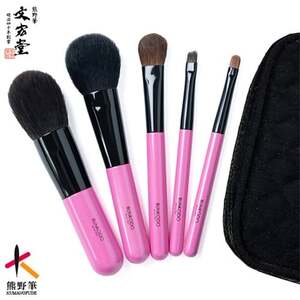 文宏堂 熊野化粧筆 SAシリーズ基本5本セット(ケース付き) SA1[メイクブラシ 化粧筆 フェイスブラシ チークブラシ アイシャドウブラシ 熊野筆 伝統工芸 職人技 高級筆 セット ケース ギフト 贈り物] 49-6