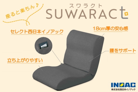 座ると楽ちん 座椅子SUWARACT(スワラクト)グレー 四角クッション付属 NI040_022