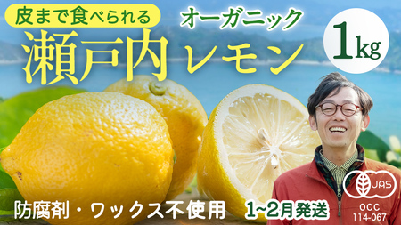 瀬戸内オーガニックレモン 1kg (8～12個程度) 先行予約 1〜2月発送 有機JAS ワックス不使用 防腐剤不使用 国産 広島 広島レモン 瀬戸内レモン 有機レモン ノーワックス 柑橘 健康 生搾り レモンサワー 産地直送 中原観光農園 大崎上島