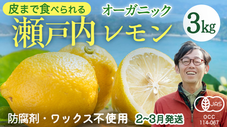 瀬戸内 オーガニック レモン 3kg (24～30個程度) 先行予約 2～3月発送 有機JAS ワックス不使用 防腐剤不使用 国産 広島 広島レモン 瀬戸内レモン 有機レモン ノーワックス 柑橘 健康 生搾り レモンサワー 産地直送 中原観光農園 大崎上島
