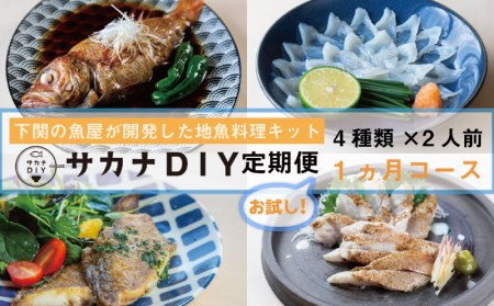 定期便 お試し 1回 鮮魚 刺身 煮魚 揚物 冷凍 真空 小分け サカナ DIY 料理 ミール キット 2人前 4種 1ヶ月 計 4食 下関 山口