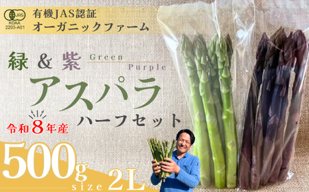 アスパラガス オーガニック パープル&グリーンアスパラガス ハーフセット 2L 500g [先行予約]