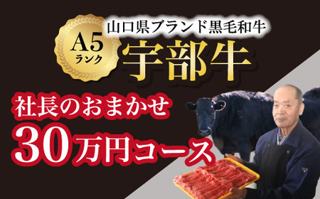 [山口宇部牛]社長おまかせ[30万円コース]黒毛和牛A5ランク宇部牛(牛肉 和牛 A5ランク和牛 黒毛和牛 おまかせ 黒毛 和牛 希少 宇部牛 特産品)AX22-FN