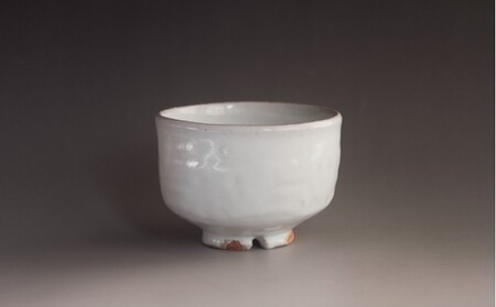 [352047000613]萩焼 8代佳炎作 白萩高台茶碗