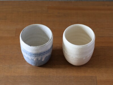 萩焼 ペア フリーカップ セット グレー 粉引 湯呑み 湯呑 器 工芸品|HG000920