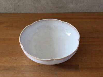 鉢 萩焼 輪花鉢 白萩釉 工芸品|HG000927