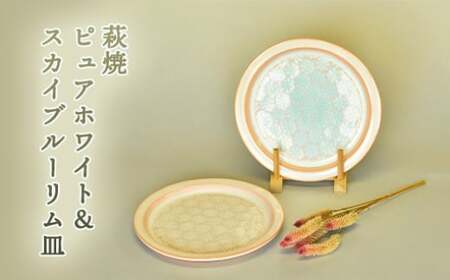 萩焼 ピュアホワイト&スカイブルーリム皿|HG000637