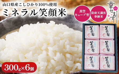 「幸せます ミネラル笑顔米 防府天満宮奉納米」の真空キューブ型 300g×6パック