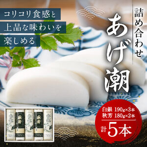 創業大正八年 白銀本舗 詰め合わせ「あげ潮5本セット」 株式会社杉本利兵衛本店 山口県 防府市 A-G32 かまぼこ 蒲鉾 練り物 白身魚 焼き抜き 焼き抜きかまぼこ 詰め合わせ 贈り物 贈答 山口名産 特産品