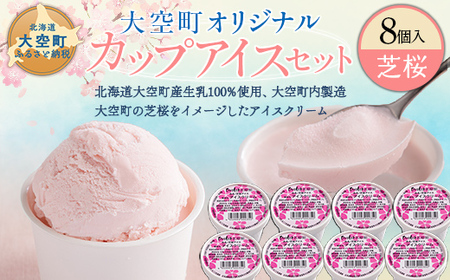 [数量限定]オリジナルカップアイスセット(芝桜) 8個入 [ アイス あいす カップアイス オリジナルアイス アイスセット 人気アイス おすすめアイス 8個 デザート 芝桜 北海道 大空町 ]