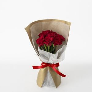 ホシファーム 届いた姿でそのまま飾れるスタンディング薔薇ブーケ ルージュ8本_花・観葉植物 花 _[配送不可地域:離島・北海道・沖縄県]