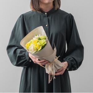 ホシファーム フリルブーケ ホワイトイエローグリーン 8本_花・観葉植物 花 _[配送不可地域:離島]