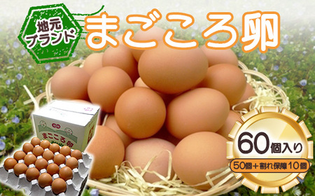 「地元ブランド」まごころ卵60個入り(卵50個と割れ保障10個)　鶏卵(生食用)_卵・乳製品 卵  たまご タマゴ 玉子_【配送不可地域：離島】【1008774】