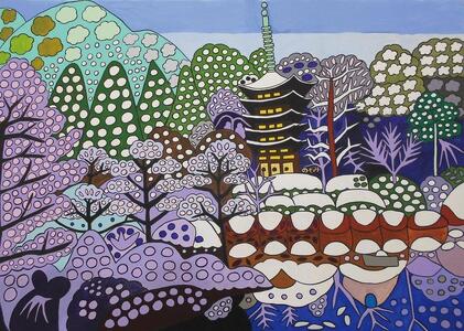 瑠璃光寺の雪〔複製画(A4サイズ)〕(額なし)絵:徳原望