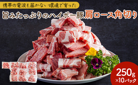 豚肉 山口県産 豚肩ロース 角切り 250g×10パック 小分けセット | 携帯の電波も届かない環境で育った旨みたっぷりのハイポー豚 豚 肉 お肉 ※配送不可:離島