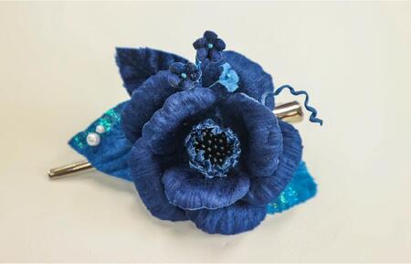 藍染花髪飾り