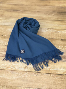 徳島市産 正藍先絲染 和田縞ストール [浅葱色]