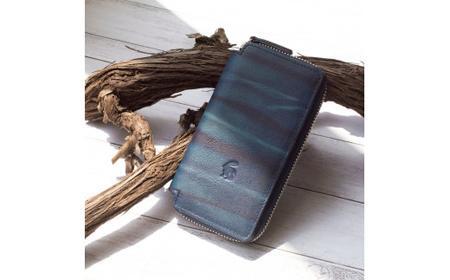 本革 藍染め 絞り財布 Indigo-W409
