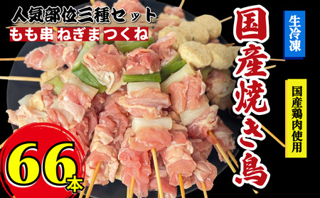 焼き鳥 セット 66本 鶏肉 国産 もも つくね ねぎま 鶏肉 やきとり ( 鶏肉 とり肉 国産鶏肉 焼き鳥 やきとり )