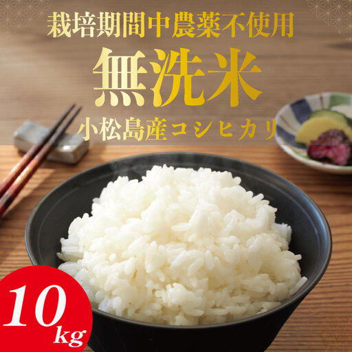 令和7年産 無洗米 10kg 栽培期間中農薬不使用 米 白米 お米 コメ こしひかり コシヒカリ おむすび おにぎり 徳島県産 小松島市