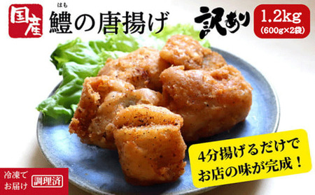 訳あり 鱧 ハモ 唐揚げ 600g × 2袋 1.2kg 冷凍 [大人気唐揚げ 人気唐揚げ 人気唐揚げ 大人気鱧 大人気ハモ 唐揚げ鱧 唐揚げハモ おかず鱧 おかずハモ 冷凍鱧 冷凍ハモ][※北海道・沖縄・離島への配送不可]