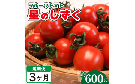 フルーツトマト 定期便 600g 3回 先行予約 2024年11月上旬 〜 順次出荷 野菜 トマト 薄皮 星のしずく 完熟 高糖度 糖度 8度 スイーツ ジュース パスタ ソース サラダ ギフト 贈答用 徳島県 阿波市 原田トマト トマト