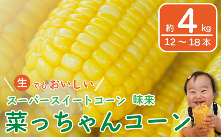 とうもろこし みらい 約4kg 12〜18本 コーン スイートコーン とうもろこし