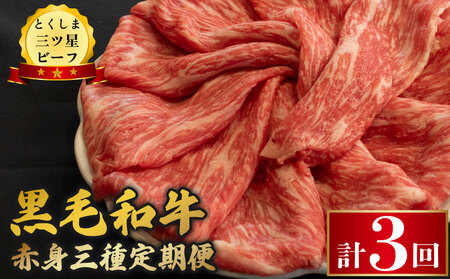 牛肉 定期便 3回 赤身 和牛 とくしま三つ星ビーフ 阿波牛 ぎゅうにく 牛 肉 すきやき すき焼き