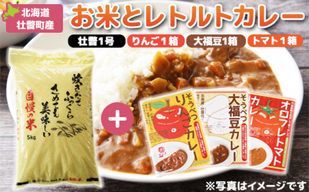 北海道壮瞥産 お米とレトルトカレー3種セット [ ふるさと納税 人気 おすすめ ランキング 北海道 壮瞥 米 レトルトカレー リンゴ 林檎 アップル 白米 大福豆 贈り物 贈物 贈答 ギフト 大容量 詰合せ セット 壮瞥町 送料無料 ]