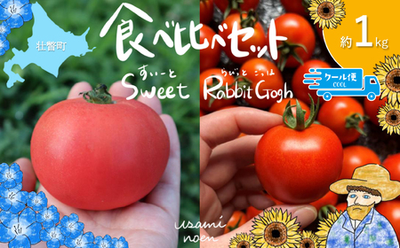 [2026年予約]極旨トマトクール便 食べ比べ2種セット 北海道壮瞥町産 スイート&ラビットゴッホ 1kg 中玉トマト SB