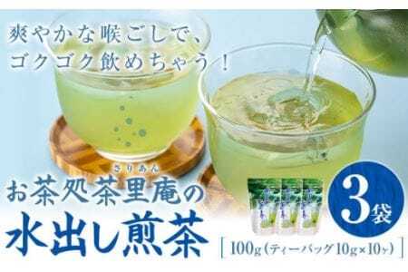 水出し煎茶 100g(10g×10個) 3袋 お茶処茶里庵 さりあん[90日以内に出荷予定(土日祝除く)]徳島県 美馬市 お茶 茶 緑茶 日本茶 煎茶 深蒸し煎茶 深蒸し 水出し ティーバッグ ティーパック