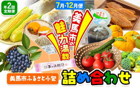 [計2回定期便]ふるさと小包詰め合わせ 年2回 7月・12月便 美馬市ふるさと小包推進協議会[年定期便:7月出荷、12月出荷] スイートコーン ブルーベリー 手作りあられ 味噌 和菓子 饅頭 杵つきもち そば米 黒大豆 干し芋 芋へぎ ゆず 送料無料 st-p