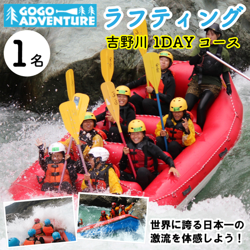 GOGOアドベンチャー ラフティング 吉野川1DAYコース 利用券1枚 観光[ ラフティング ]