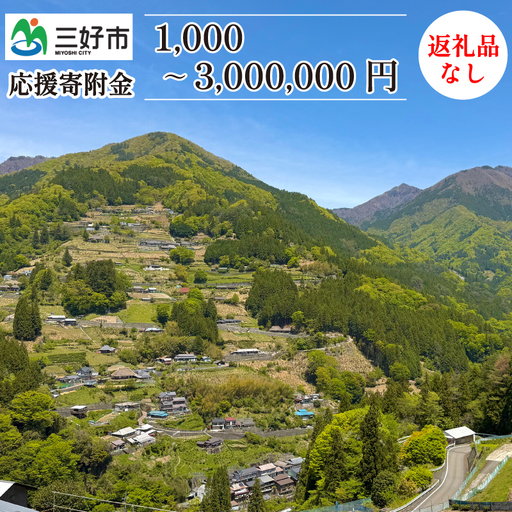 【 返礼品なし 1,000,000円 寄附 】 徳島県 三好市 への 寄附 応援寄附金