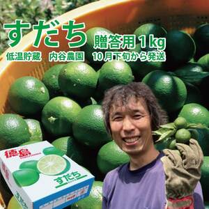 内谷農園 低温貯蔵すだち 贈答用 1kg