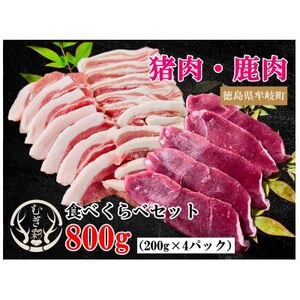 むぎ彩ジビエ 猪肉&鹿肉食べ比べセット BBQ用スライス 800g 小分け 徳島県牟岐町[配送不可地域:離島]