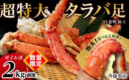 【12月25日までの寄附で年内発送】【数量限定】 ボイルタラバ 脚 超特大 2kg前後 ＜斉藤水産＞ AM155