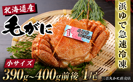 【小サイズ】北海道産 冷凍ボイル毛ガニ (390g-400g前後) 1尾