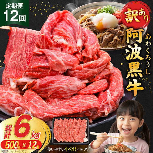 12回 定期 訳あり 牛肉 切り落とし 牛上中肉 500g 計 6kg [株式会社北島藤原精肉店 徳島県 北島町 29al0052]