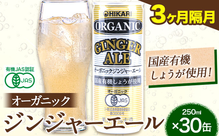 [3ヶ月隔月定期便] ジンジャーエール 250ml×30缶 光食品株式会社 定期 隔月 計3回お届け [お申込み月の翌月から出荷開始] 徳島県 上板町 ジュース 炭酸水 光食品 ジンジャーエール オーガニック 有機