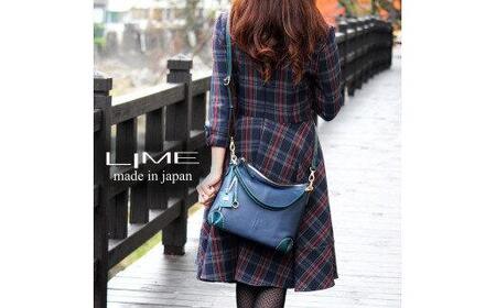 LIME(ライム) シルクレザー 2wayショルダーバッグ ネイビー