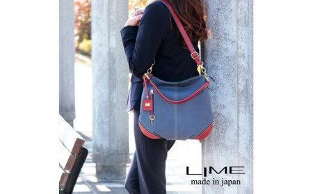 LIME(ライム) デニムレザー 2wayショルダーバッグ レッド